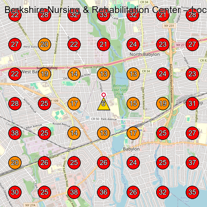 Berkshire Nursing & Rehabilitation Center GeoGrid visibility map for Rehabilitation Center in Amityville